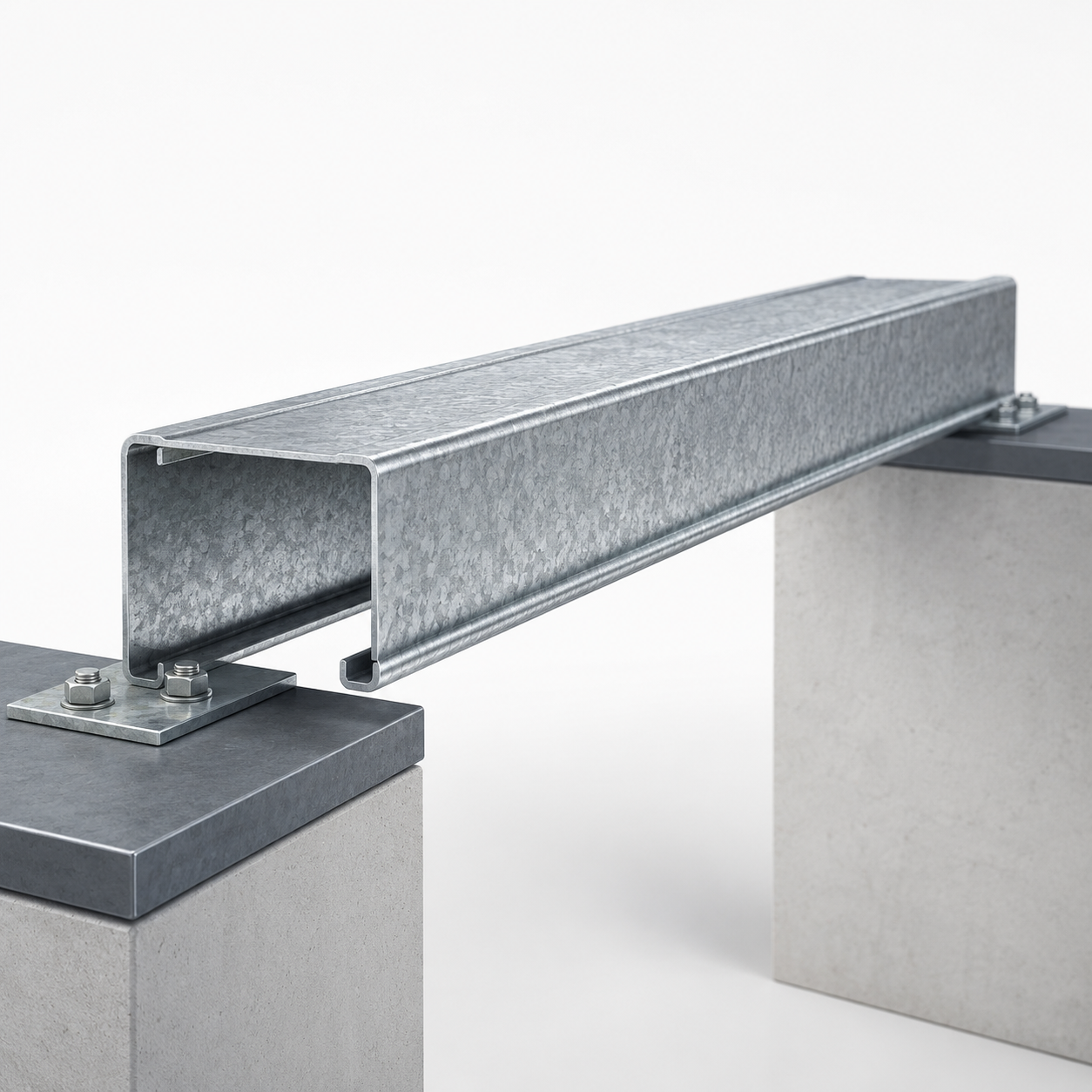 Illustration representing the high strength-to-weight ratio of the C-purlin profile.